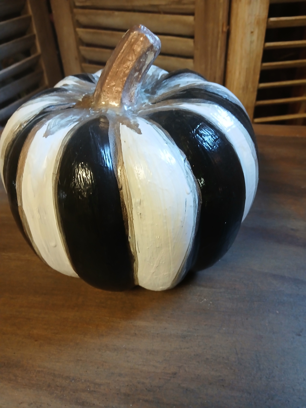 Black & White Striped Decorative Pumpkin - Home Accents Decor